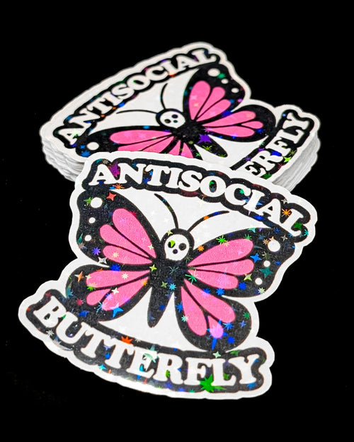 Antisocial Butterfly Sticker - Holo